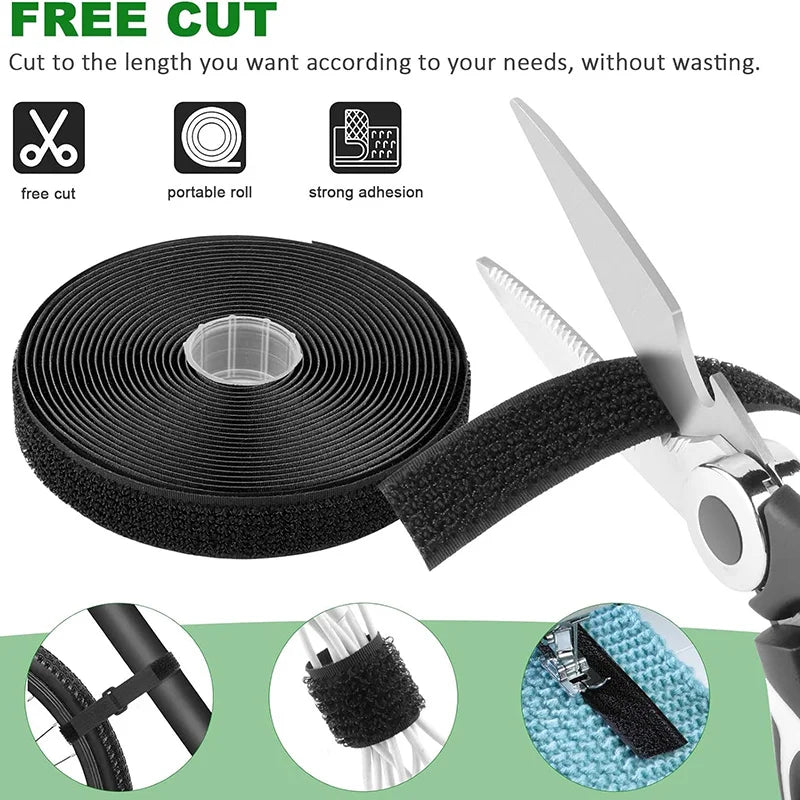 5Meter Hook and Loop Straps with 20 Buckles Adjustable Reusable Cable Strap Arbitrarily Free Cut Length Fixing Nylon Cinch Strap