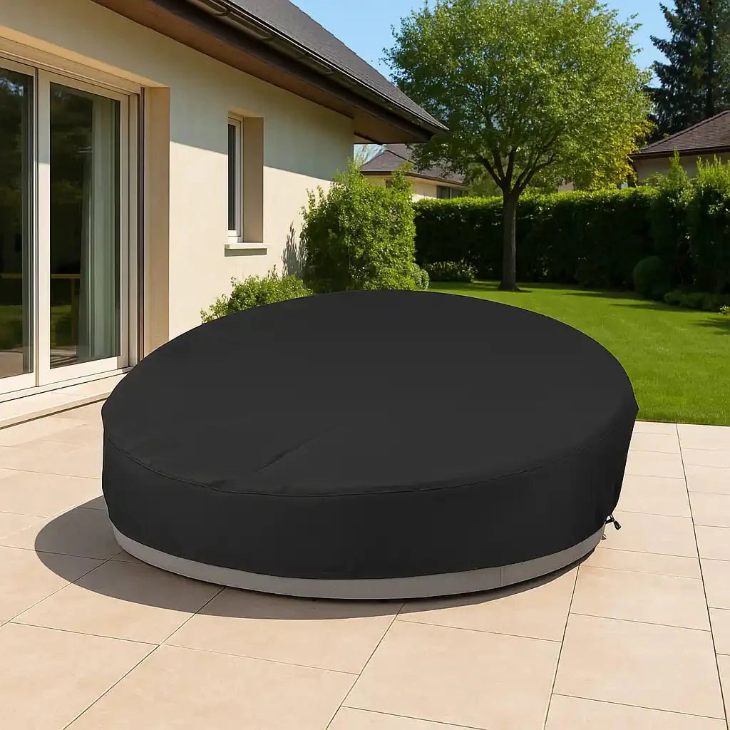 Capa para Sofá Redondo Tipo Daybed – Impermeável, Proteção Contra UV, Poeira e Chuva