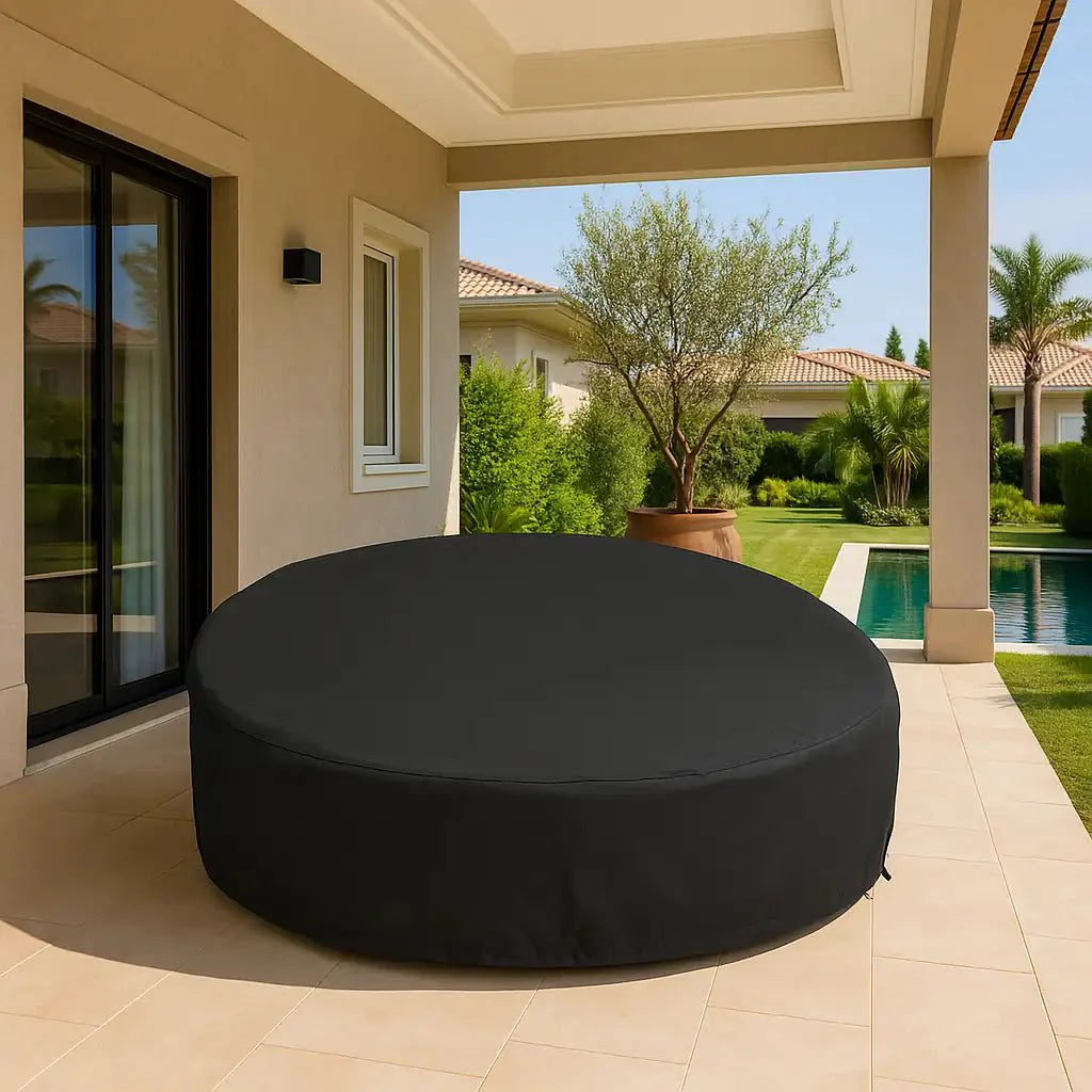 Capa para Sofá Redondo Tipo Daybed – Impermeável, Proteção Contra UV, Poeira e Chuva