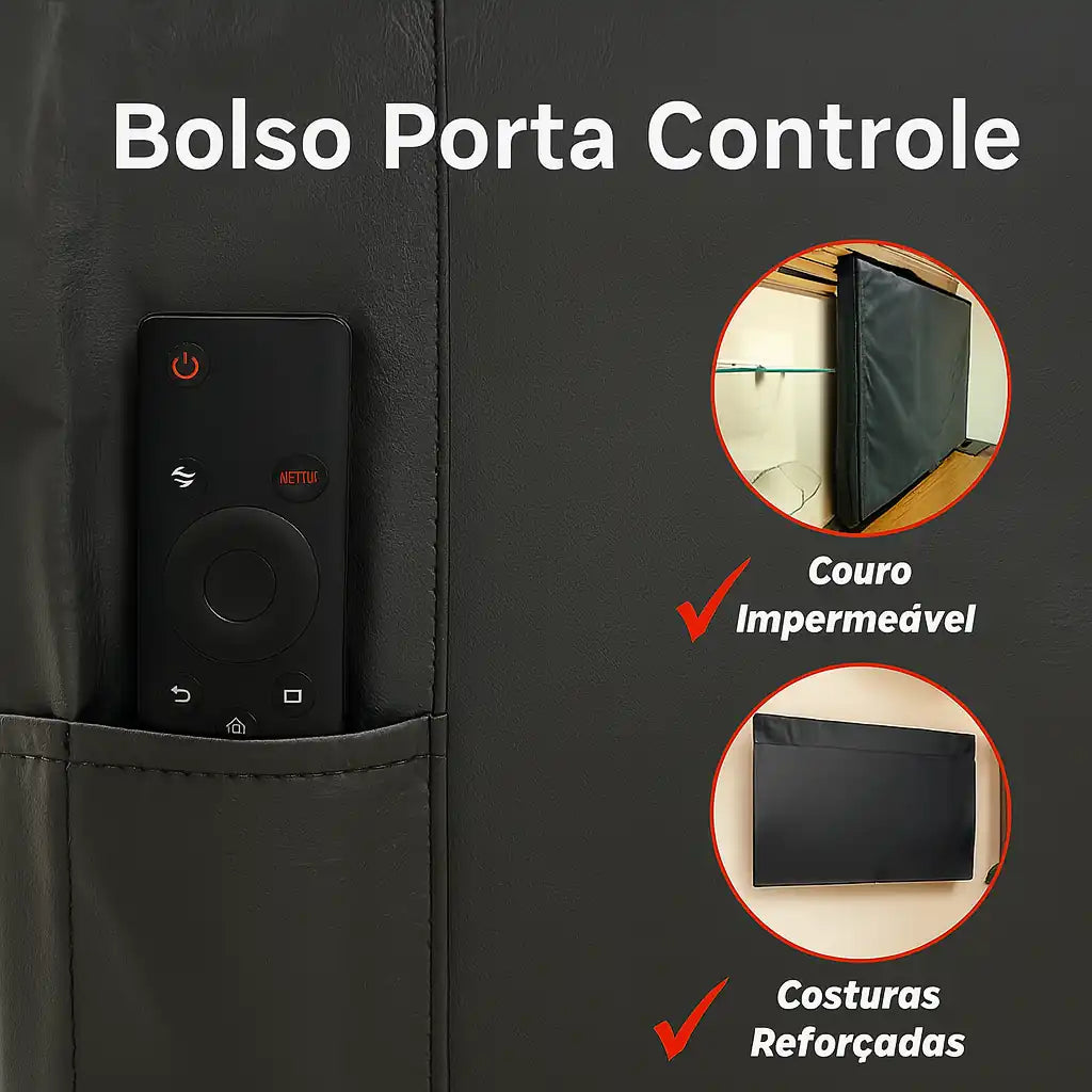 Capa Protetora para TV Impermeável 19″ a 75″ em Couro Sintético