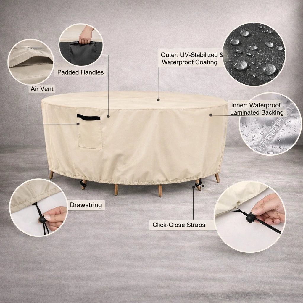 Waterproof Round Outdoor Furniture Cover