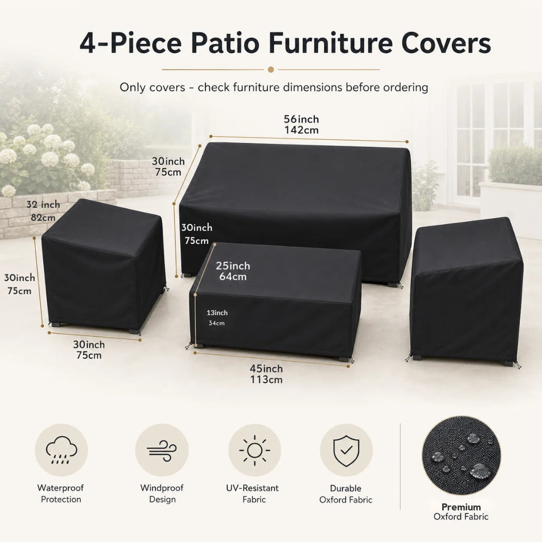Waterproof Outdoor Furniture Cover - Patio Sofa Set Protection (4pcs)