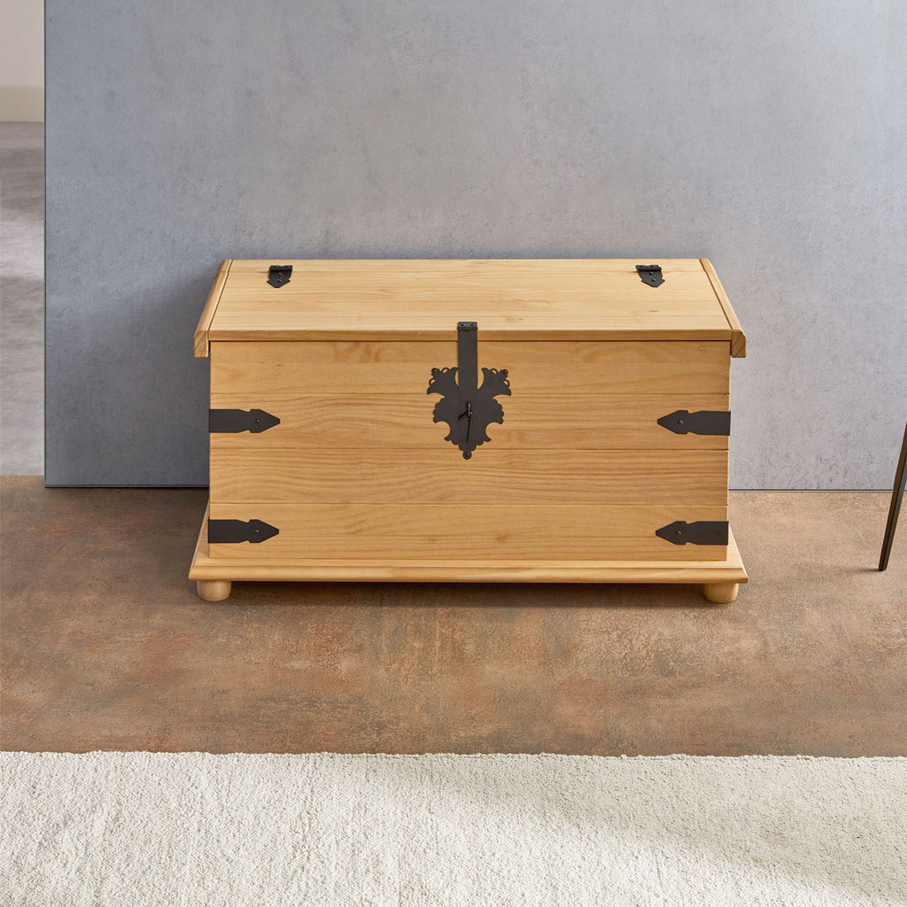 Baú Organizador Rústico de Madeira Maciça Tequila 92 x 52 x 45 cm