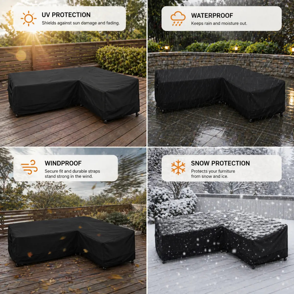 Heavy Duty Waterproof Cover for L-Shaped & Chaise Lounge Sofas – 420D Oxford