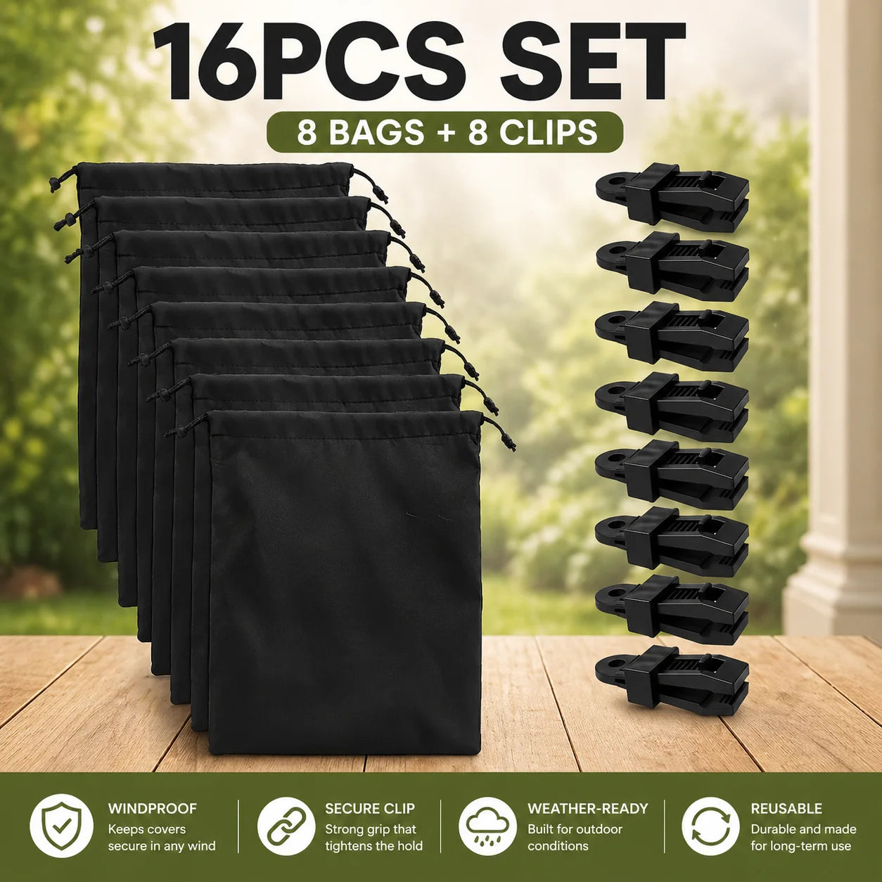 Windproof Cover Weights with Adjustable Clip – Secure Your Outdoor Covers Against Wind