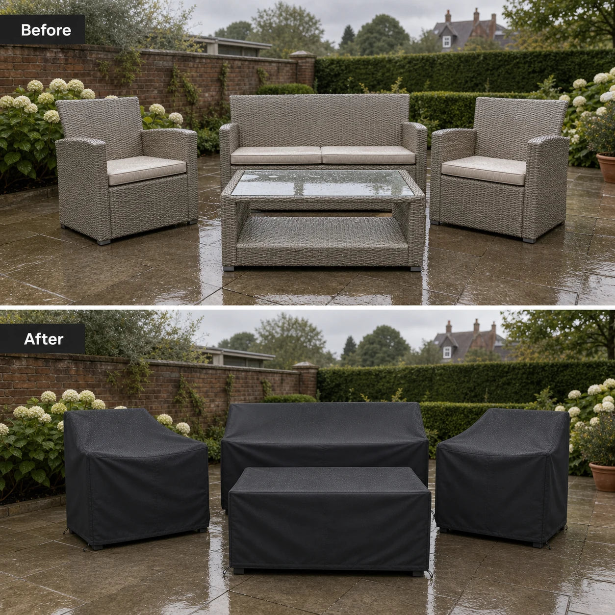 Waterproof Outdoor Furniture Cover - Patio Sofa Set Protection (4pcs)