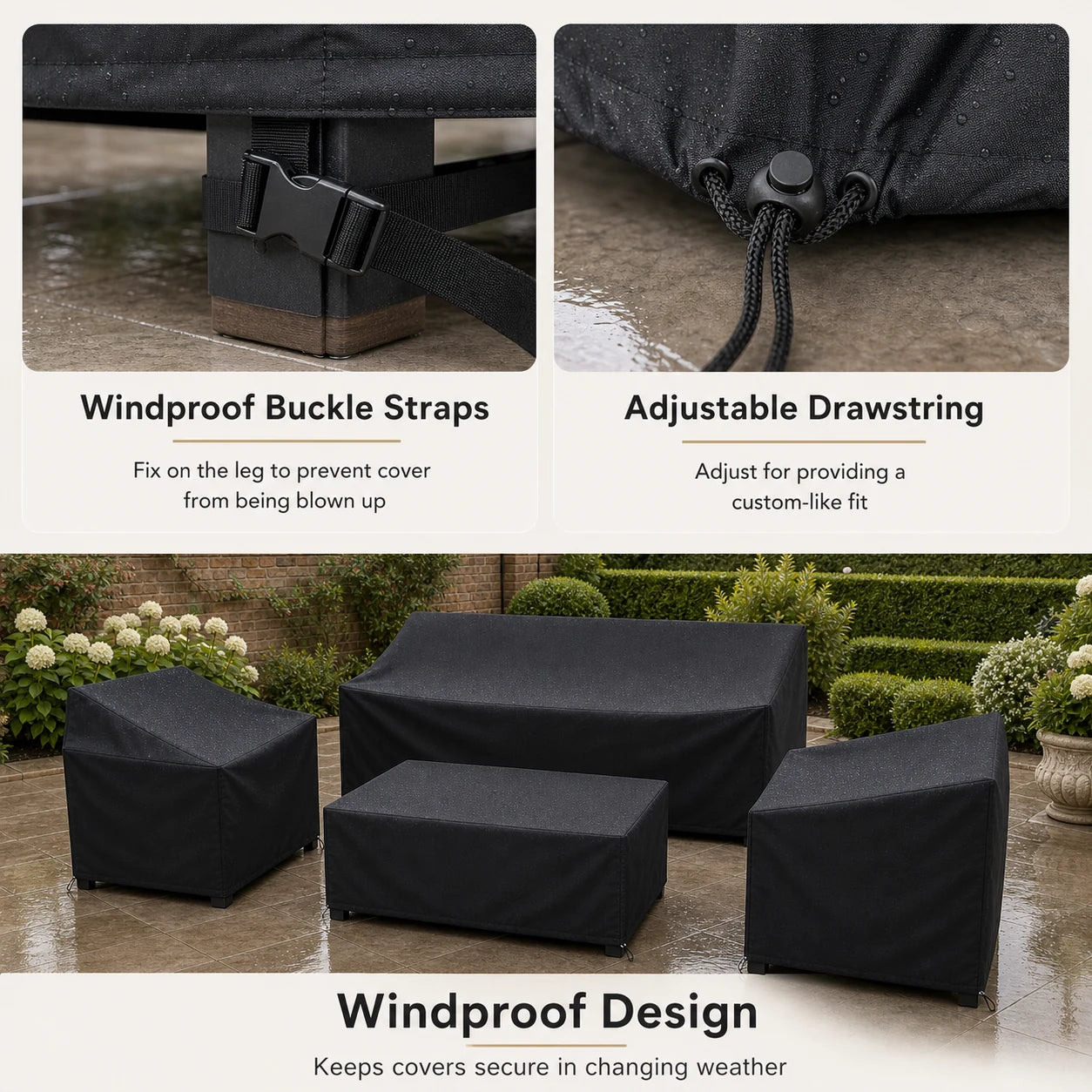 Waterproof Outdoor Furniture Cover - Patio Sofa Set Protection (4pcs)