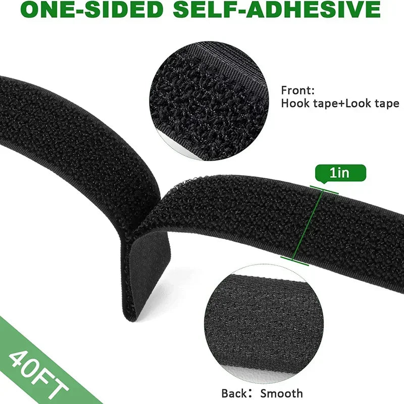 5Meter Hook and Loop Straps with 20 Buckles Adjustable Reusable Cable Strap Arbitrarily Free Cut Length Fixing Nylon Cinch Strap