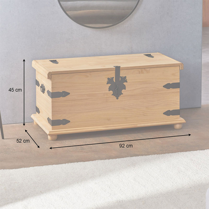 Baú Organizador Rústico de Madeira Maciça Tequila 92 x 52 x 45 cm