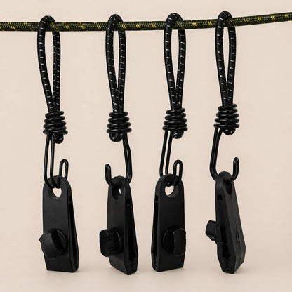 Heavy-Duty Tarp Clips with Elastic Bungee Cords – Secure Grip for Outdoor Covers (20PCS Set)