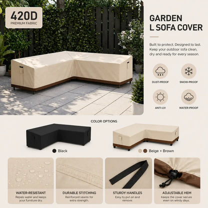 Heavy Duty Waterproof Cover for L-Shaped & Chaise Lounge Sofas – 420D Oxford